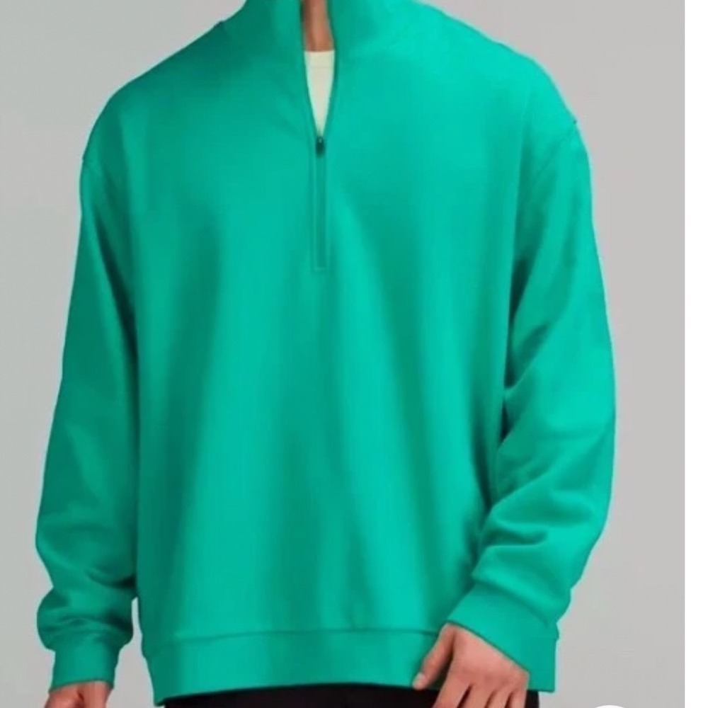 Lululemon‎ Mens French Terry Oversized Half Zip Pullover Teal Green Size M